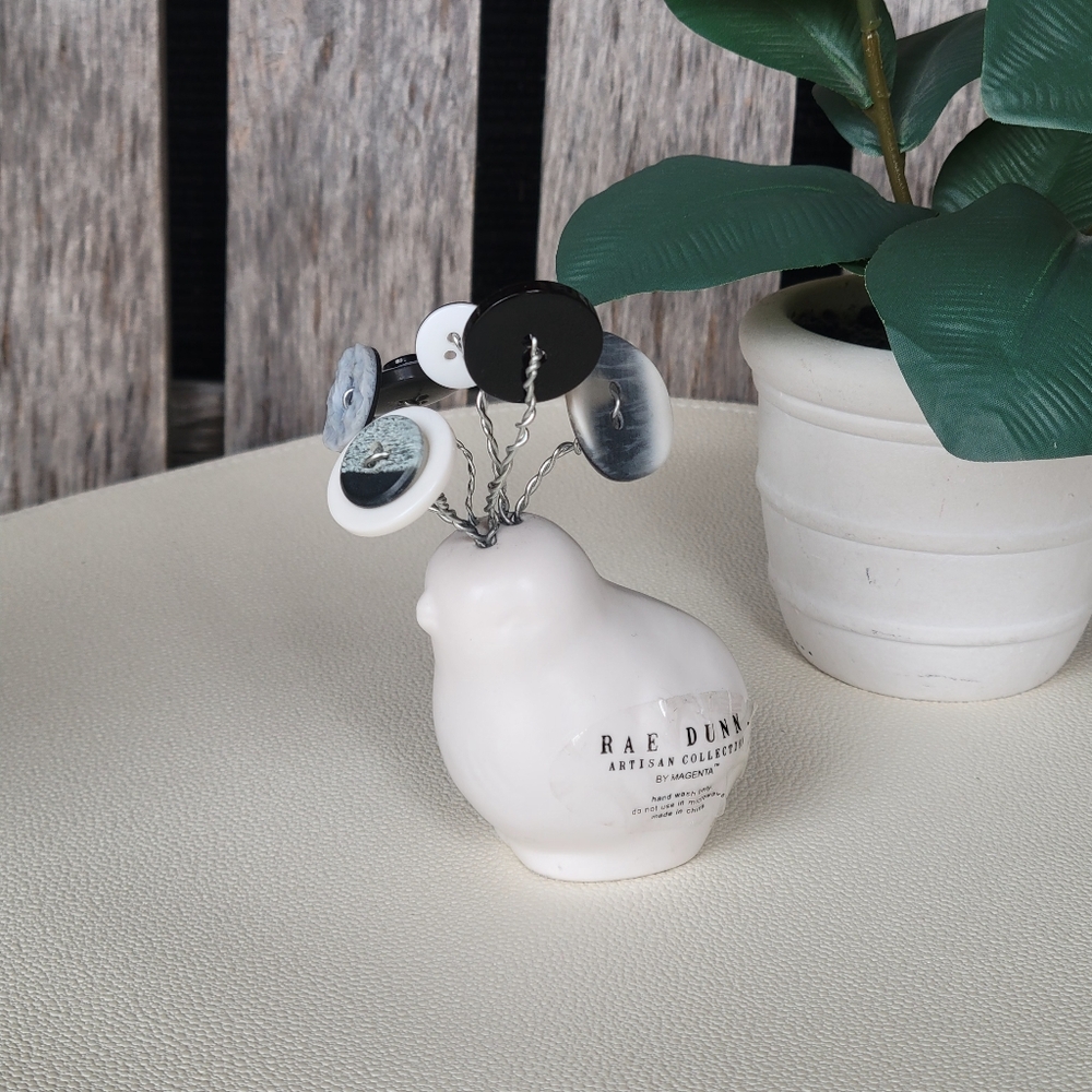 White Ceramic Rae Dunn Bird with Button Flower Accents - Picture 11 of 11
